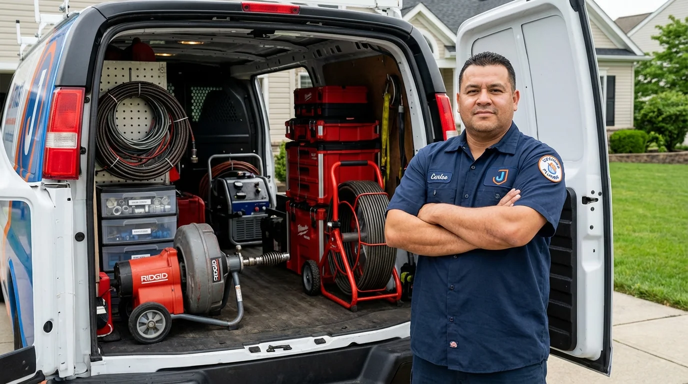Professional drain cleaning equipment and Johns Plumbing LLC plumber in Mantachie
