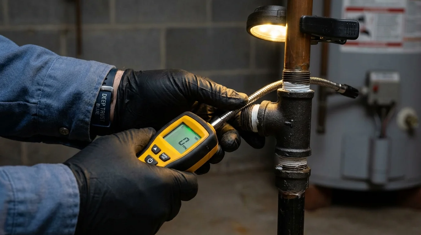 Gas leak detection with electronic sniffer by Johns Plumbing LLC in Mantachie