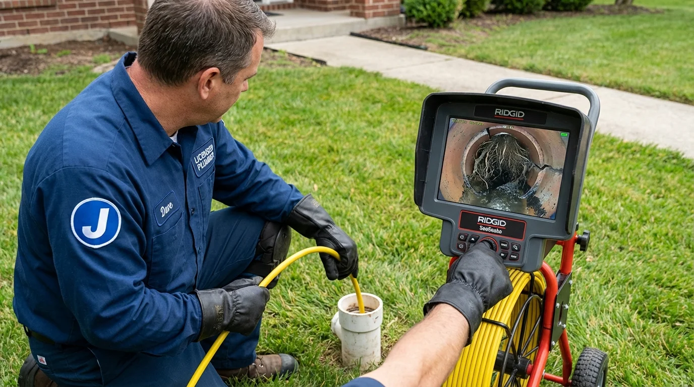 Sewer camera inspection being performed by Johns Plumbing LLC in Mantachie