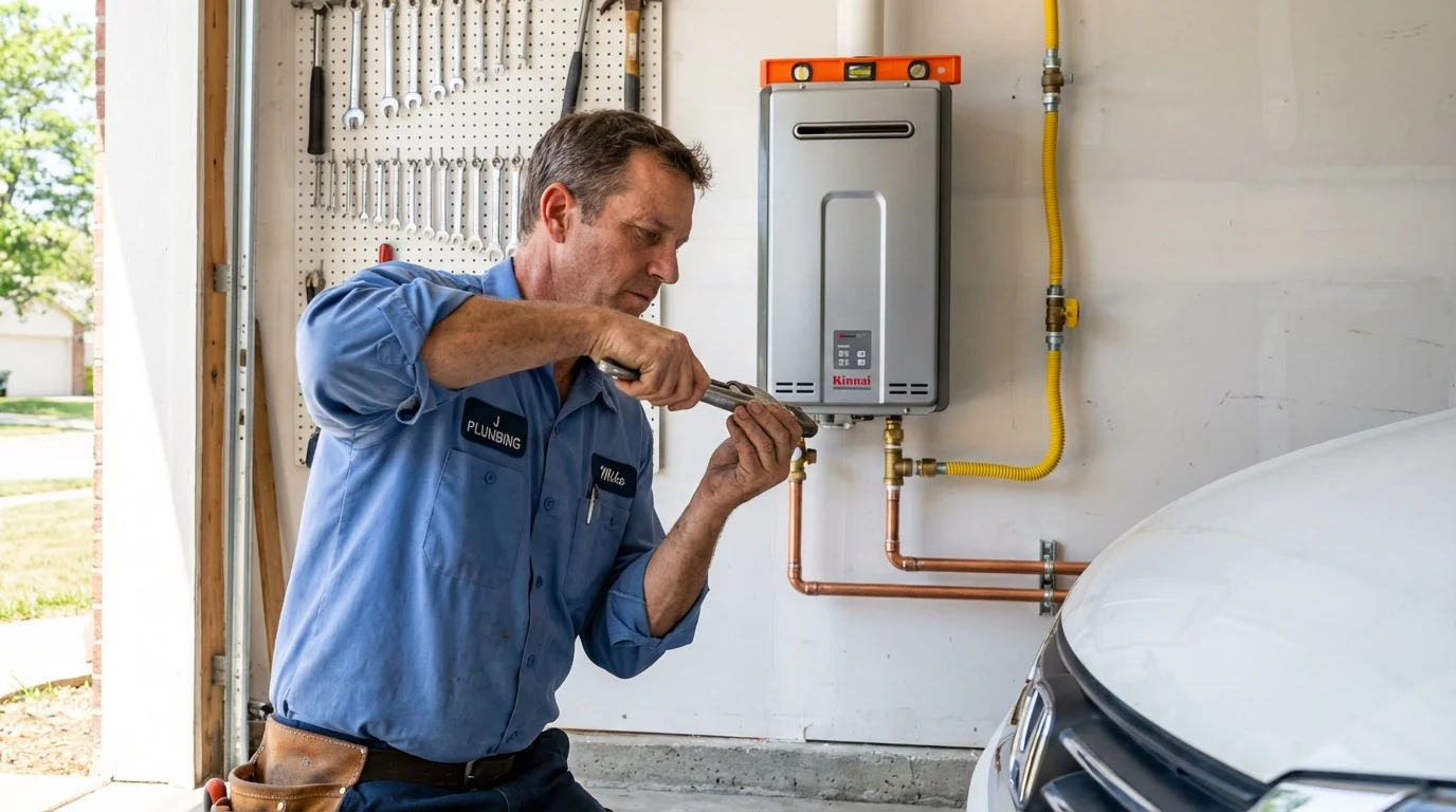 Tankless water heater installation by a Johns Plumbing LLC plumber in Mantachie